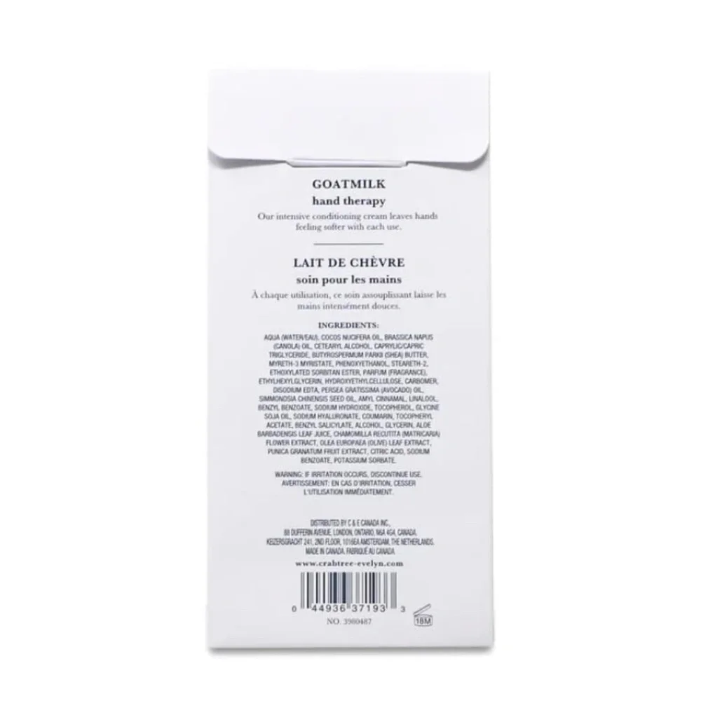 Crabtree & Evelyn Goat Milk Hand Therapy Cream 3.5 oz Moisturizer for Dry Skin